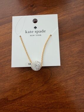kate spade Gold Chain Necklace with Crystal Pave Disc